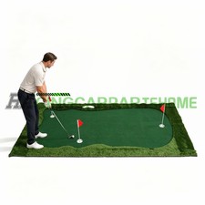 10x5FT Golf Putting Green Professional Golf Training Mat w/ 3 Metal Cups  Flags