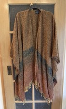 Kerry Woolen Mills Celtic Wool Blend Shawl Wrap Purple Green Fringed One Size