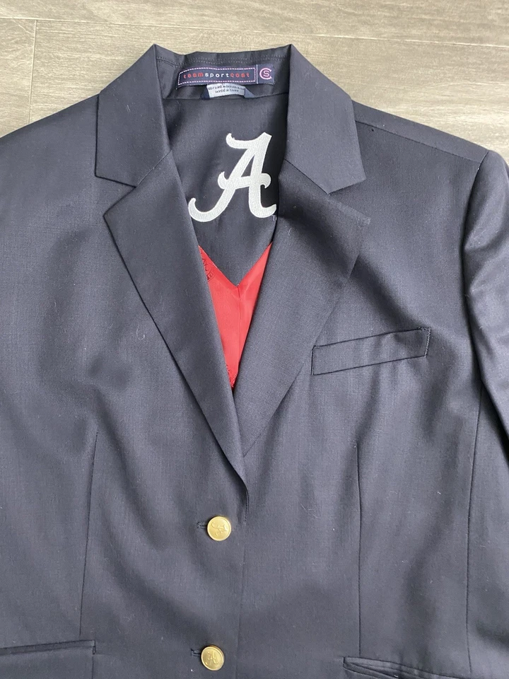Jaqueta Blazer ALABAMA Crimson Tide Team Sport Lã Fina Feminina Tamanho 14 Azul Marinho - Imagem 4 de 4