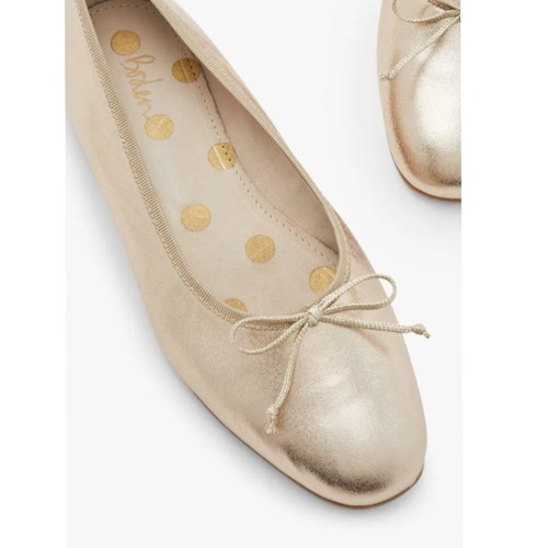 Boden High Cut Ballerina Flat Metallic Leder Gold Gr. 41 US 10 NEU