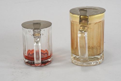 Q17G47- 2x Spardose aus Glas mit Deckel aus Metall gemarkt DRGM - Bild 3 von 12