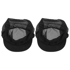 2Pcs Breathable Mesh Chef Hats Adjustable Black Cotton Kitchen Caps for Home Use