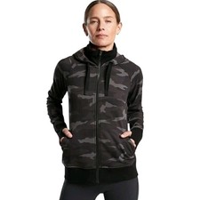 Athleta Triumph Printed Hoodie Sweatshirt Full Zip Camo Dark Gray Size Small