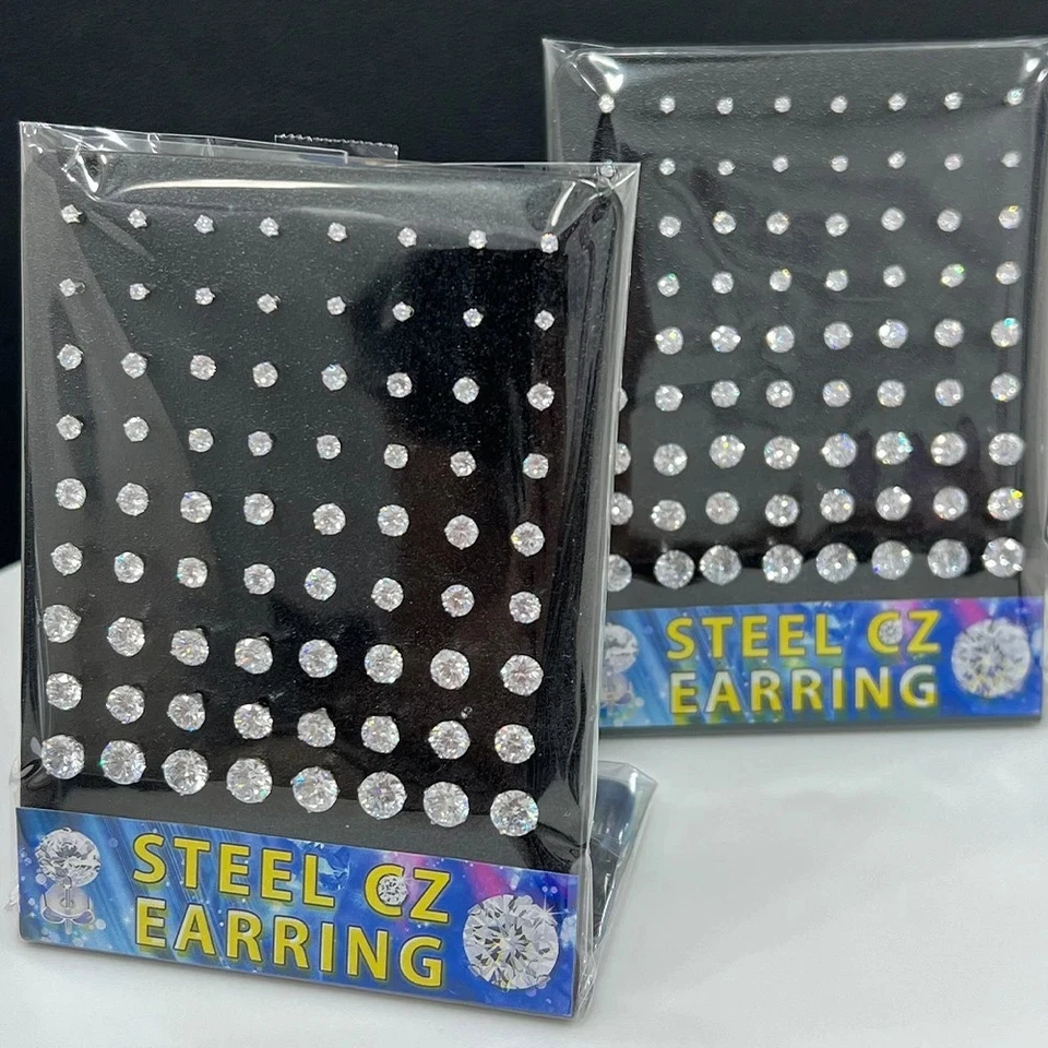 Venta al por mayor 72Pk 20G anillo de oreja transparente circonita cúbica pantalla acero quirúrgico 2 mm a 6 mm Foto 3 de 4