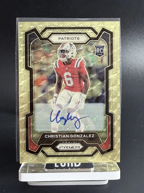 2023 CHRISTIAN GONZALEZ Panini Prizm Gold Vinyl /5 Patriots RC Auto Gem Mint!!