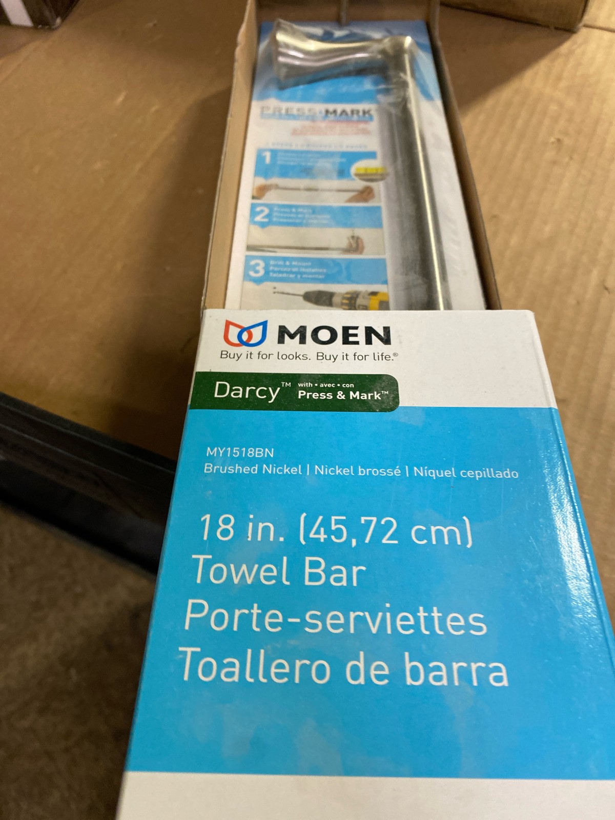 Moen MY1518BN Darcy 18 in. Towel Bar with Press and Mark in 