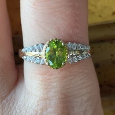 Natural Arizona Peridot Sterling Silver Ring Size 9