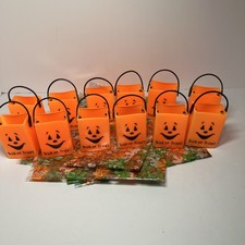 Halloween Plastic Jack  O  -Lantern Trick or Treat Buckets Lot of 12