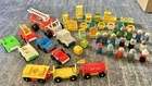 70’s Vintage Fisher Price Little People Lot Of 46  Figures Vehicles, Fire Truck