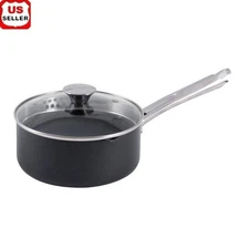 Non-Stick Cookware Straining Saucepan 3qt Lid Thermo-Spot Oven Safe Dishwasher