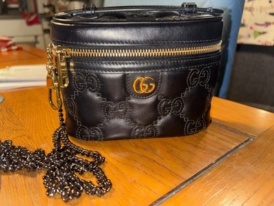 Gucci Gg Marmont Mini Leather Vanity Bag Women's Black Os