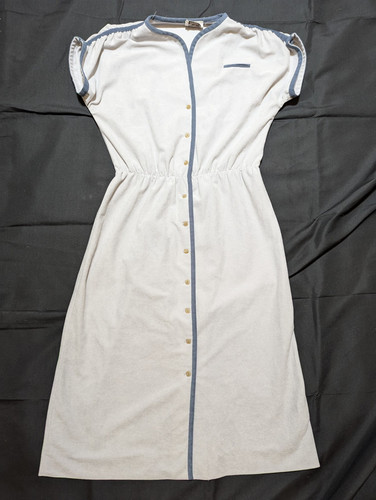 Abito da hostess donna vintage Leslie Fay grigio piqué mod navy taglia small - Foto 2 di 19