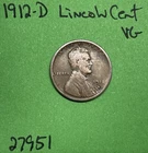 1912-D Lincoln Wheat Cent / Penny 1c Vg Very Good