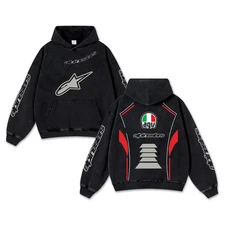  Retro AGVhelmet Alpinestars Racing Washed Hoodie MotorGP World Champion