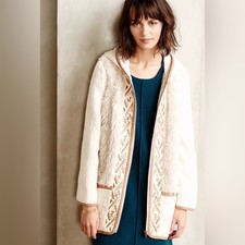 Abrigo para mujer Anthropologie Hei Hei Highlands crema chaqueta con capucha grande