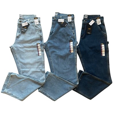 Lee Men's Flex Cotton Legendary Workwear Loose Fit Straight Leg Carpenter Jeans