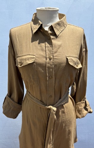 Lauren Ralph Lauren 100% Linen Belted Linen Khaki Shirt Size X/Large-$125 - Picture 9 of 14