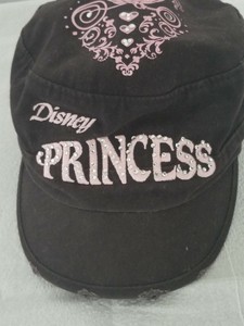 Black-Baseball-Cap-Hat-with-Pink-Disney-Princess-Embroidered-Rhinestone-Logo