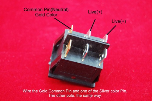 2pz Interruttore a bilanciere barca doppio 2 posizioni 6 pin luce ROSSO illuminato 12V AC/DC - Foto 5 di 5
