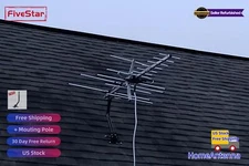 Yagi HD TV Antenna Attic or Roof Mount up to 200 Mile Range TV Antenna