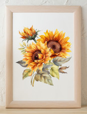 Sunflower Art Print, Floral Wall Art Decor, Botanical Wall Art, Nature Decor 52