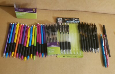34 Gel Pens & Mechanical Pencils- Bulk Lot - Pilot, Uniball, Zebra, Bic, Wexford