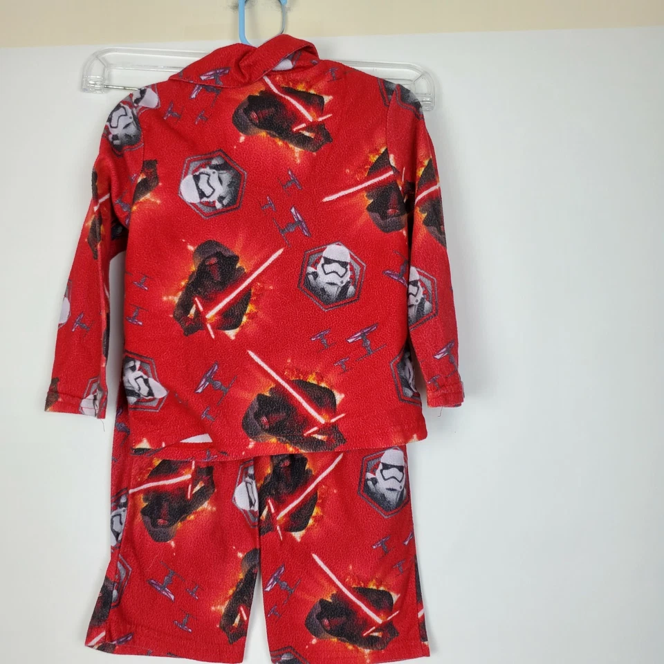 Star Wars Kylo Ren Boys Pajamas Size 4 Red Button Front Storm Trooper - Image 3 of 4