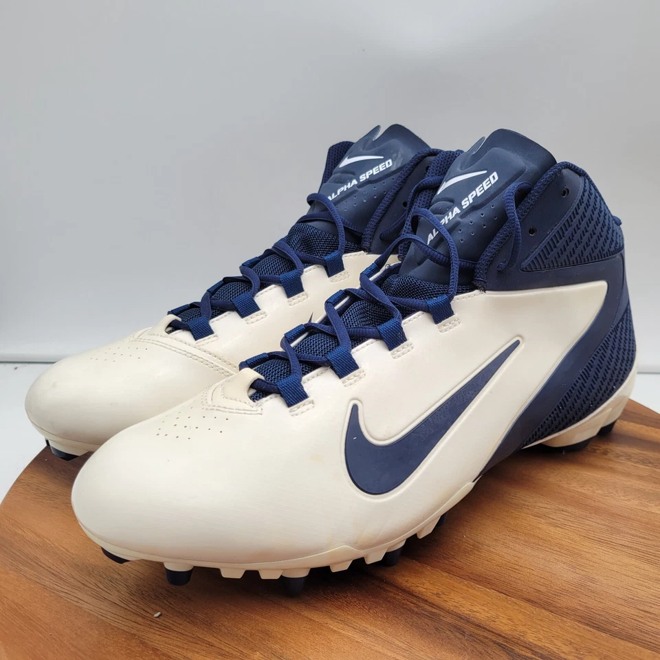 Nike  Alpha Speed TD Football Cleats Mens 15 White Navy 442244-141 Shoes - Image 4 of 4