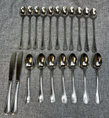 Oneida BELMONT LYONS Stainless Flatware 20 Piece Lot - Iced Tea, Soup Spoons +