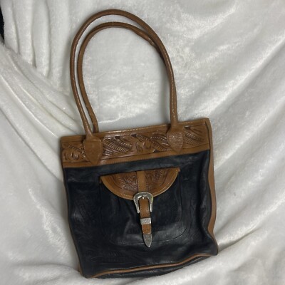 Vintage Force Ten West Tooled Genuine Leather Western Purse