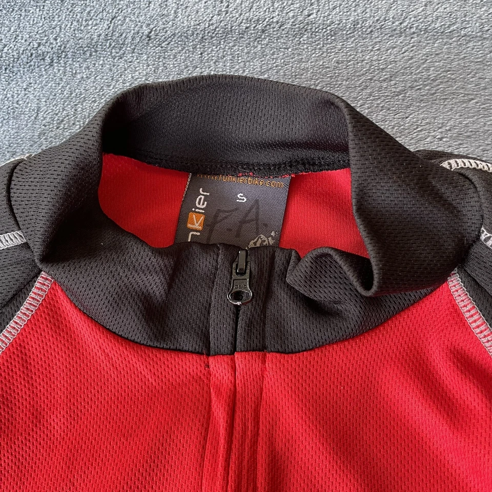 Camiseta deportiva de ciclismo Funkier Bike manga corta cremallera completa roja/negra pequeña Foto 3 de 4