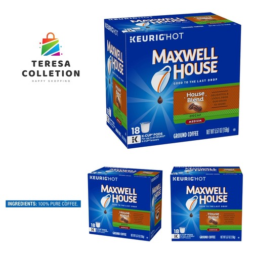 Decaf House Blend Medium Roast K-Cup Coffee Pods 72 Pods, 4 Packs of 18