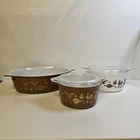 Vtg Pyrex Americana Design Set 2.5 Qt Casserole 045, 1 Qt 473, 1.5 Qt 474