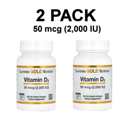 California Gold Nutrition, 2 PACK, Vitamin D3, 50 mcg (2,000 IU), 90 softgels