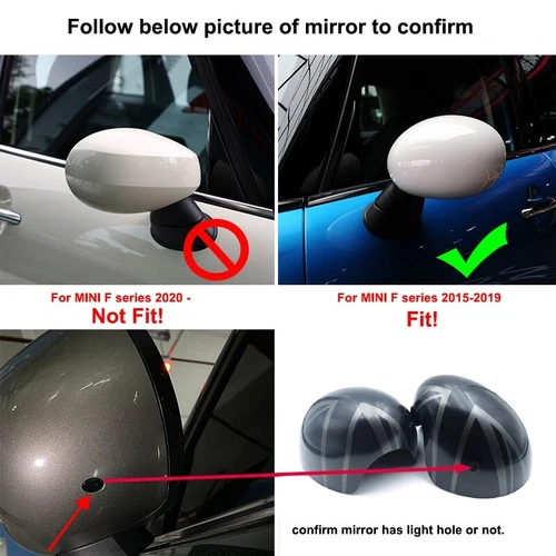 Night Jack Side View Mirror Cover W Light For MINI Cooper F54 F55 F56 F60 20-23 - Picture 3 of 6