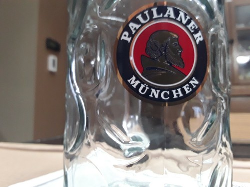 Paulaner Munchen 1 Litre Beer Mug Drinking Glass Brewing Company Advertising - Bild 2 von 3