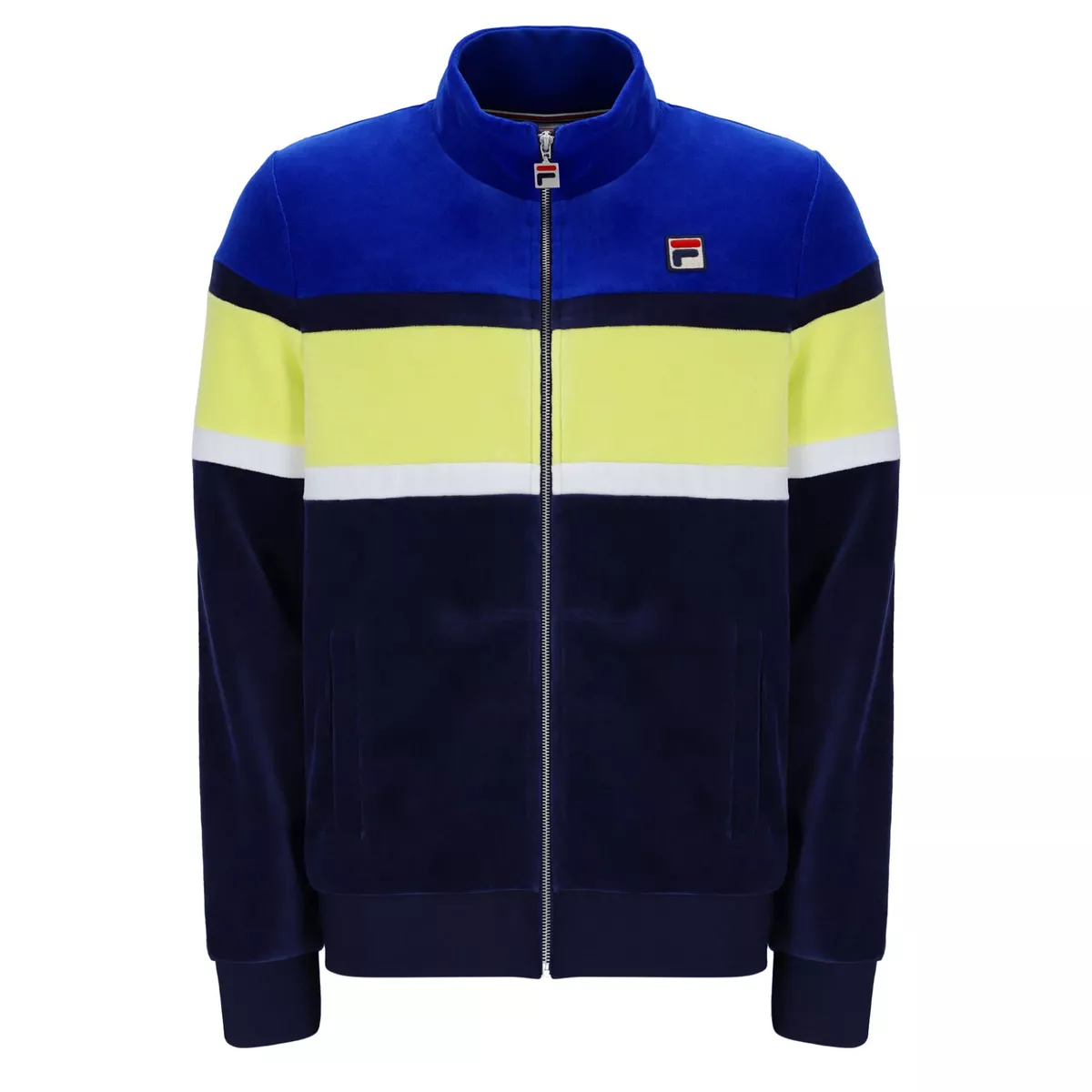 FILA Mens Decker Colour Block Velour Retro Track Jacket