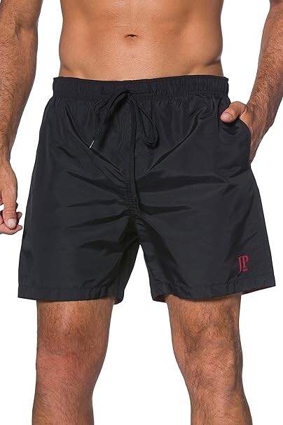 JP 1880 Men's Big & Tall Contrast Lined Quick Dry Swimming Shorts Black. 4XL
