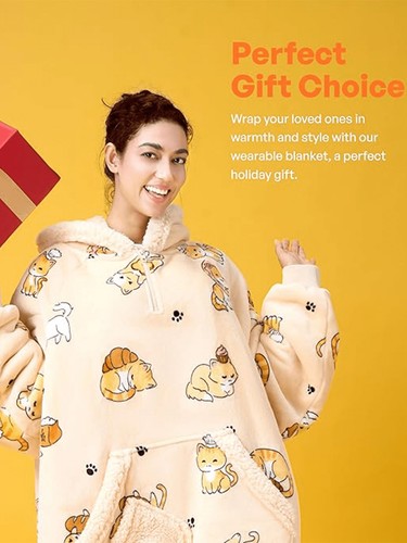 SYNCFUN Wearable Blanket Hoodie - Oversized Soft Sherpa Fleece-Lightning Deals - Picture 13 of 55