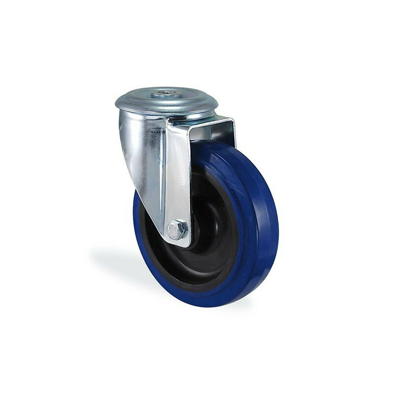 Roulette 150mm caoutchouc bleu 200kg pour stopper la fatigue de poussée
