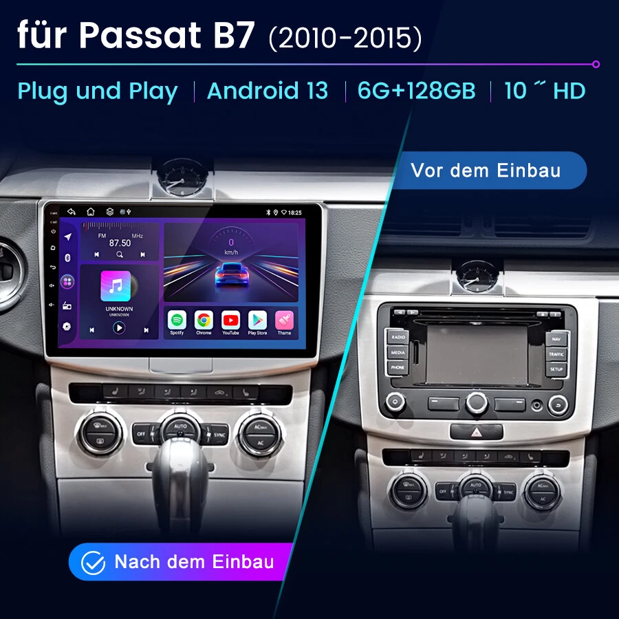 Für VW Passat B7 2010-2015 Carplay Android 14 Autoradio GPS NAVI BT DAB+ 6+128GB - Bild 3 von 4