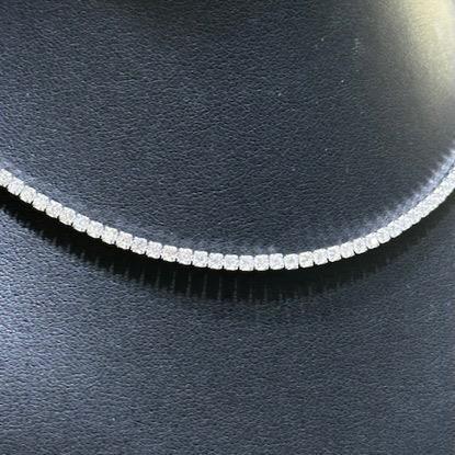 Platinum Sterling Silver White Sapphire Choker Design Thin Tennis Necklace Gift - Picture 8 of 10