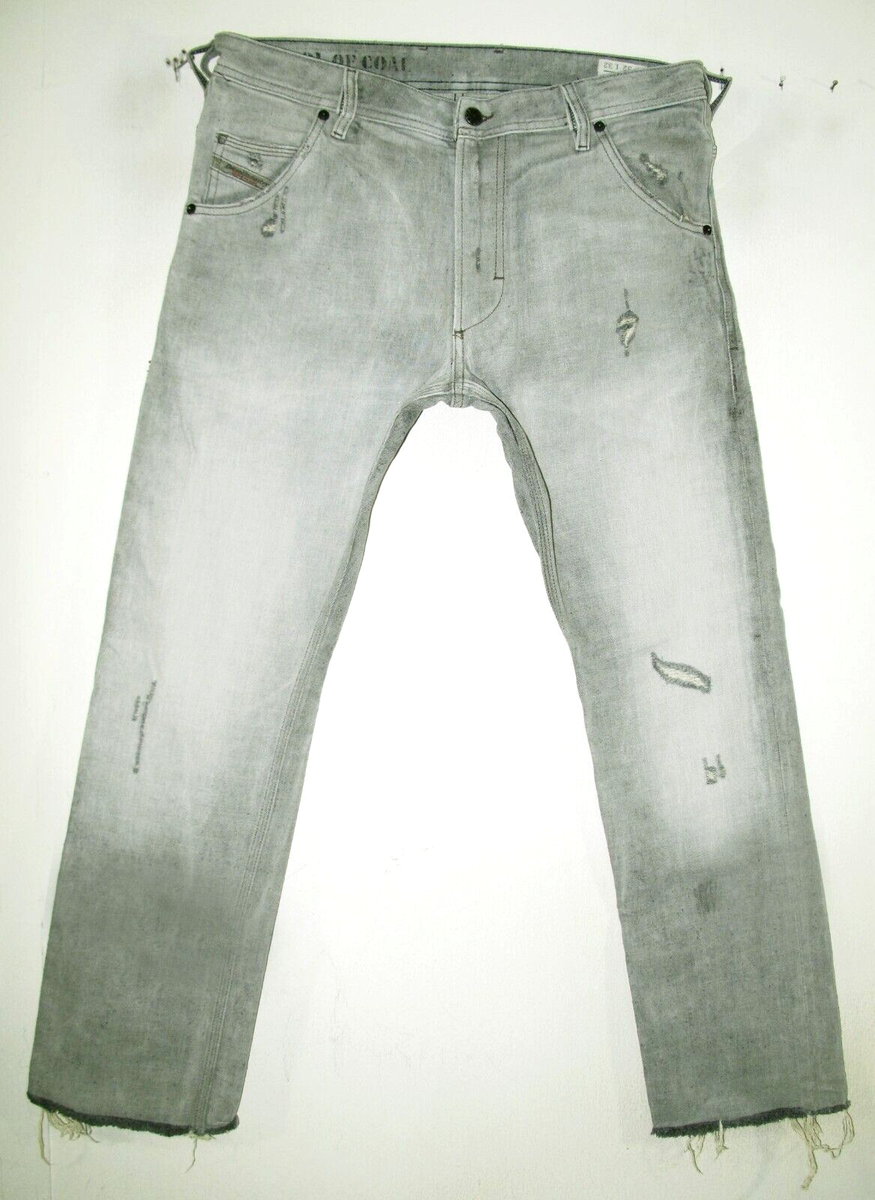 HOT ITALY Men's DIESEL KROOLEY 8X9 TAPERED DISTRESS GRAY Jeans