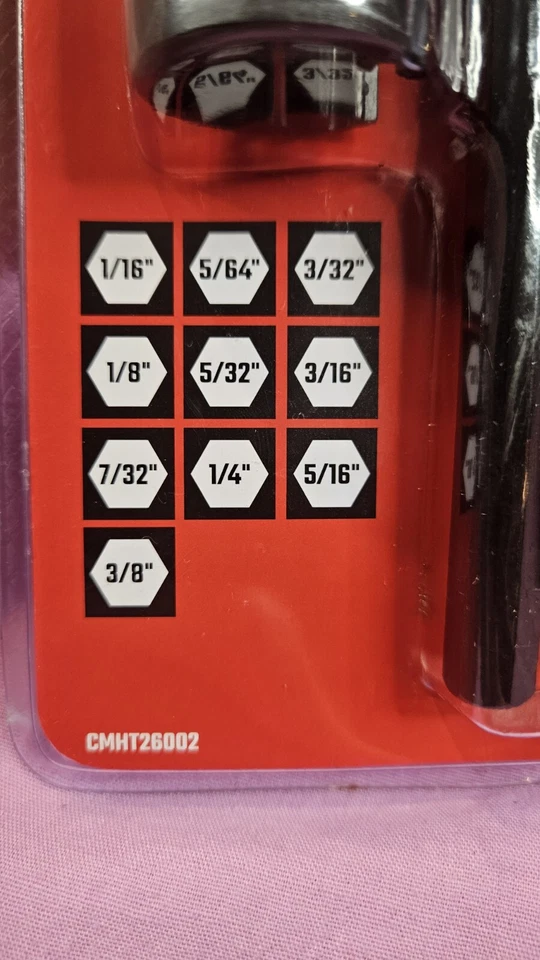 Craftsman Hex Key Set SAE 10 Piece CMHT26002 OEM Sealed With "T" Handle Adapter  - Image 2 of 4