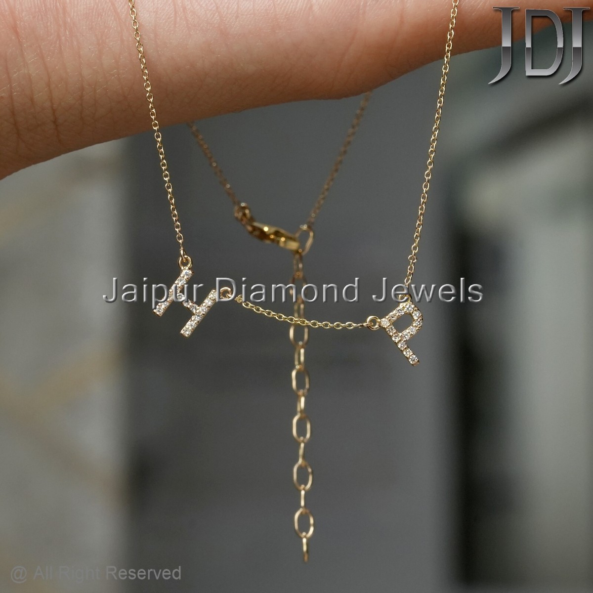 14K Yellow Gold Diamond Initial Charm Personalized H P Alphabet