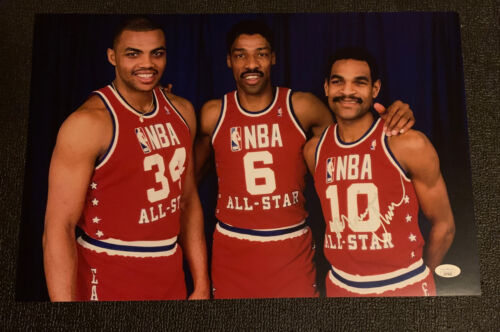 Maurice Cheeks Signed 12x18” Photo (JSA) Auto w/ Charles Barkley & Julius Erving - Picture 1 of 3