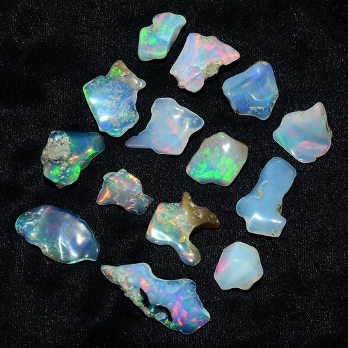 14 Pcs Natural Ethiopian Opal Rough Lot Top Grade Play Of Colors Loose Gemstones - Picture 3 of 9