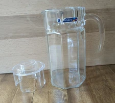 Luminarc Octime Jug/ Pitcher With Plastic Lid Pour 8 Panel Glass