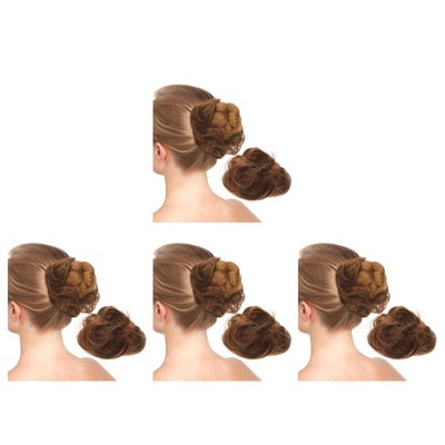  4pcs echtes Haar Messy Brötchen, Haarteil im Hanfu-Stil, voluminöse und