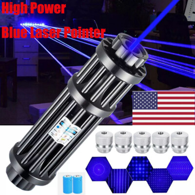 10Watt Adjustable High Power Blue Burning Laser Pointer Visible Dot Torch Light